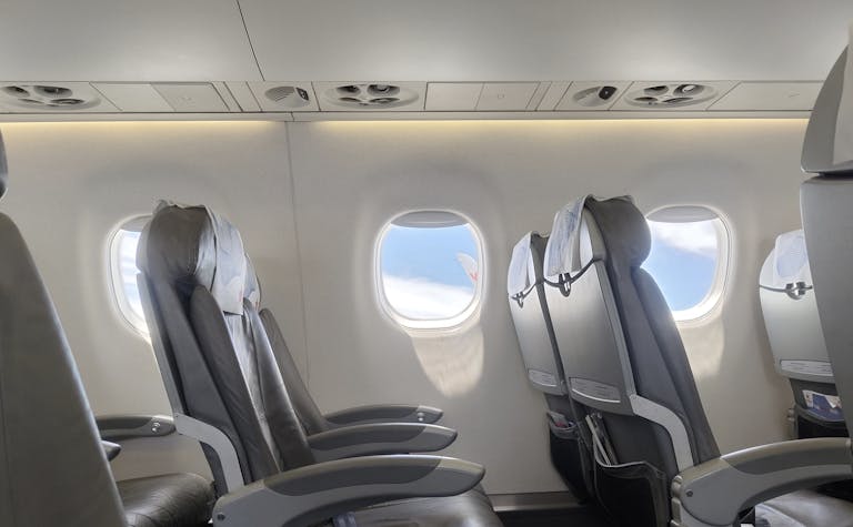 In-Flight View of Airplane Interior with Scenic Window